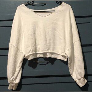 Women’s White Oversized Cropped Sweat Shirt Size Small Petite